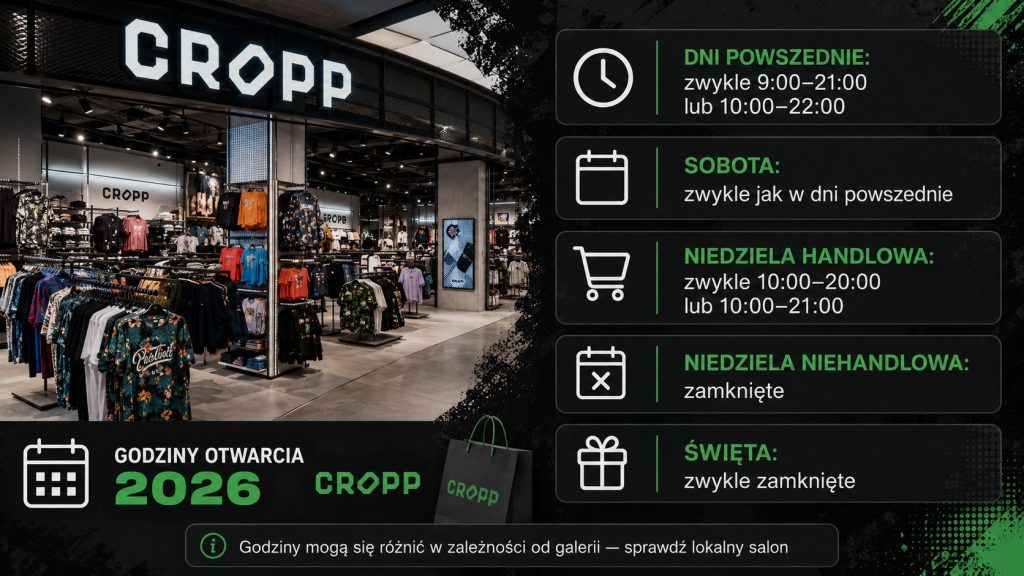 Godziny otwarcia Cropp w 2026 roku: kiedy sklep działa w tygodniu, soboty, niedziele i święta teraz