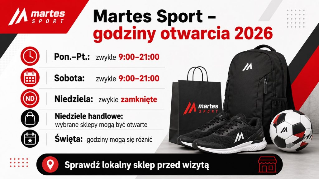 Godziny otwarcia Martes Sport 2026: dni powszednie, soboty, niedziele i święta w Polsce
