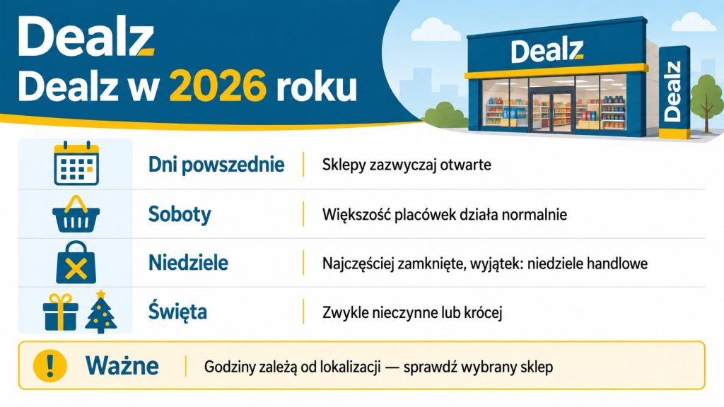 Godziny otwarcia Dealz 2026: dni powszednie, soboty, niedziele i święta. Czy Dealz otwarty w święta