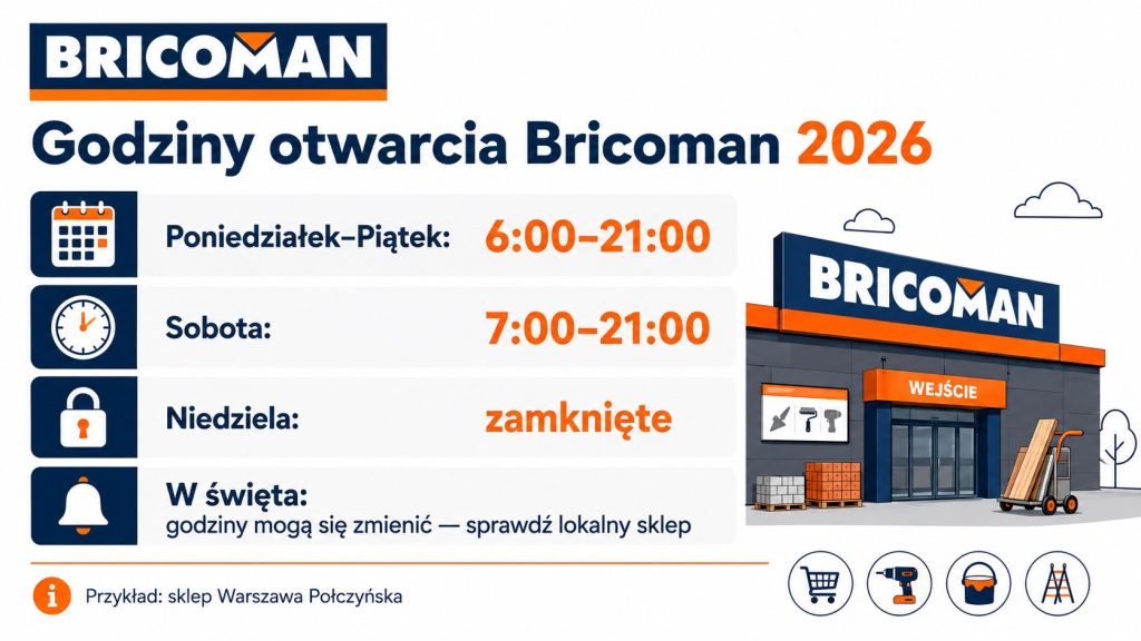 Godziny otwarcia Bricoman 2026: sklepy w dni powszednie, soboty, niedziele handlowe i święta - daty