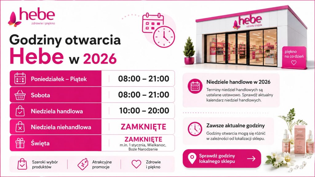 Godziny otwarcia Hebe 2026: dni powszednie, soboty, niedziele i święta – aktualny poradnik w Polsce