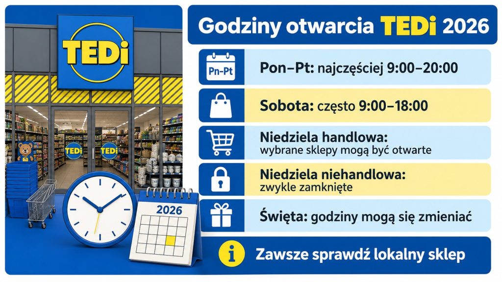 Godziny otwarcia TEDi 2026: dni powszednie, soboty, niedziele handlowe i święta w Polsce – sprawdź!