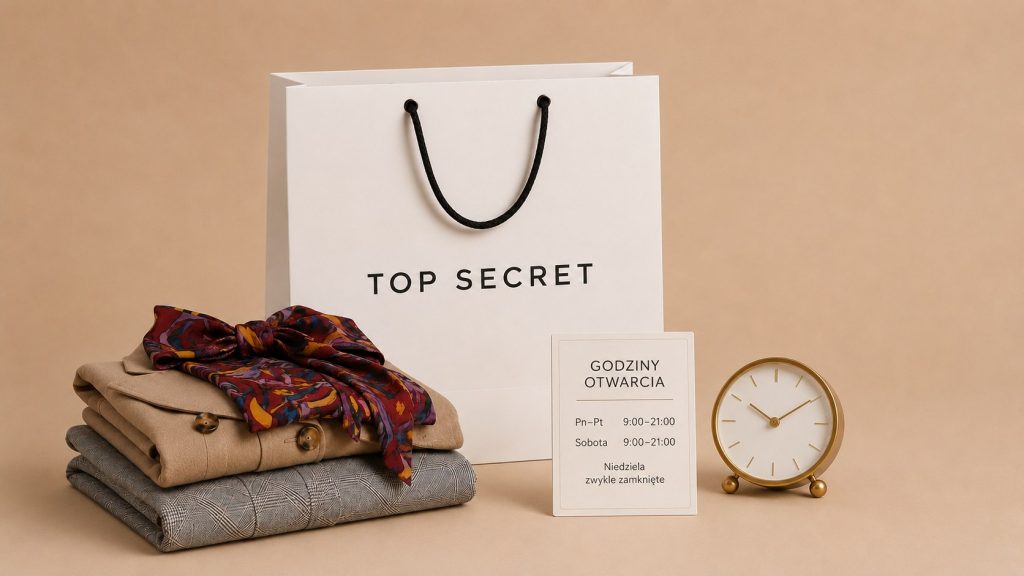 Godziny otwarcia Top Secret 2026 – salony w tygodniu, soboty, niedziele, święta i sklep online w PL