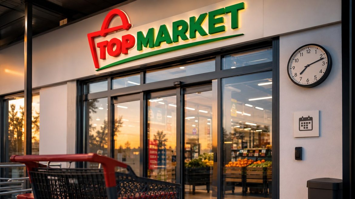 Godziny otwarcia Top Market w 2026 roku – dni powszednie, soboty i niedziele. Sprawdź, czy Top Market jest otwarty w niedzielę i jak działa w święta.