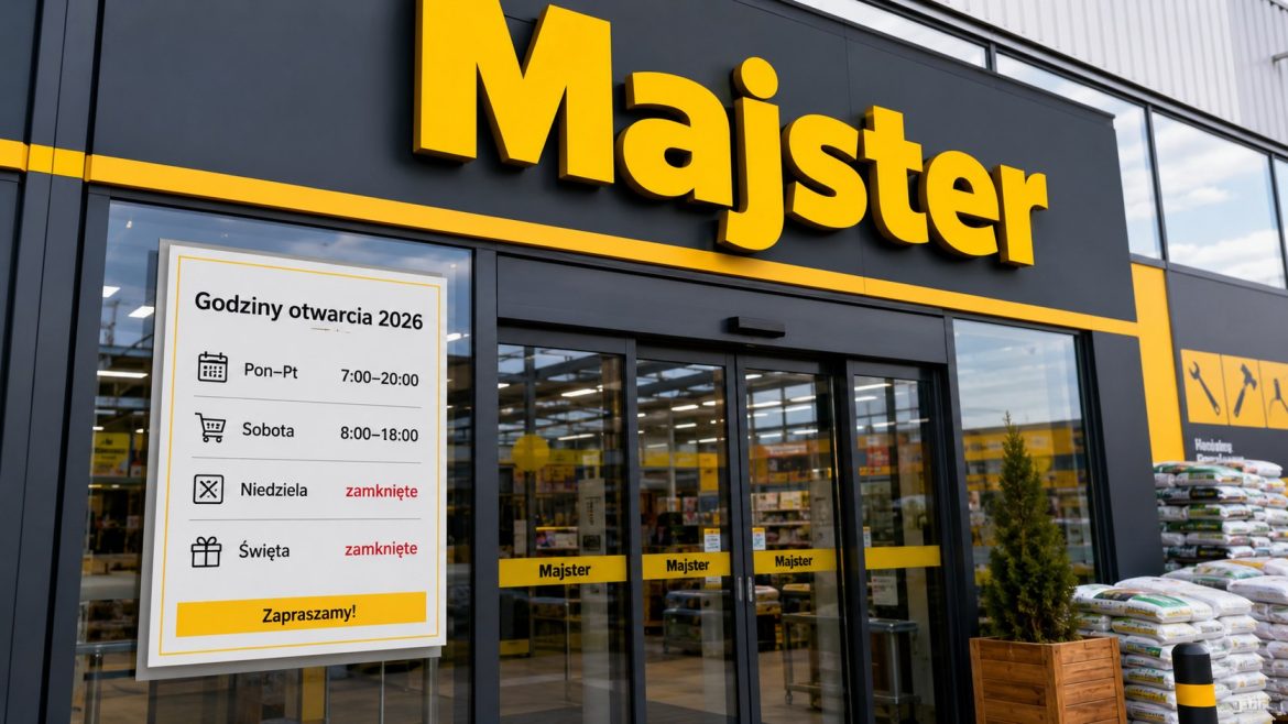 Godziny otwarcia Majster w 2026 roku – dni powszednie, soboty i niedziele. Sprawdź, czy Majster jest otwarty w niedzielę i jak działa w święta.
