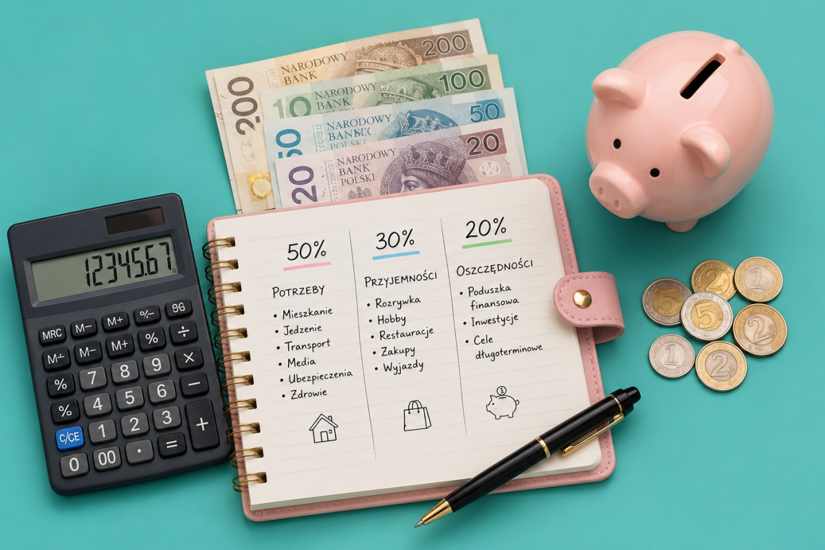 Jak zaplanować budżet domowy? Metoda 50/30/20 krok po kroku – podział dochodu na potrzeby, zachcianki i oszczędności. Sprawdź, jak zacząć.