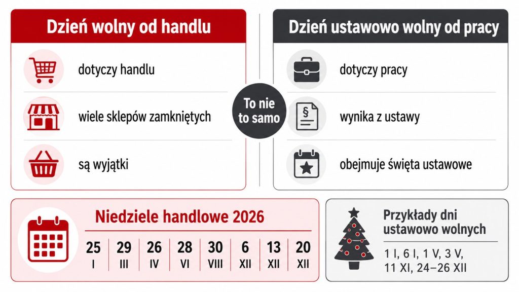 Czym różnią się dni wolne od handlu i dni ustawowo wolne 2026