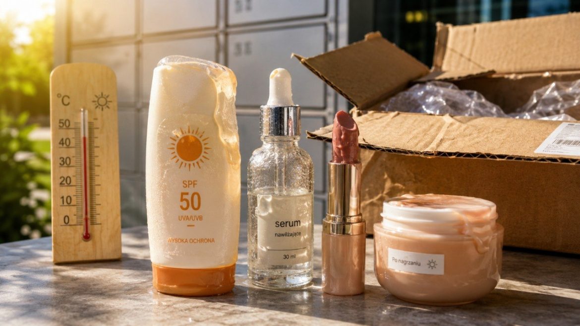 Kosmetyki z paczkomatu po upale mogą zmienić zapach, kolor, konsystencję i stabilność. Sprawdź, kiedy odłożyć SPF, retinol, witaminę C i emulsje oraz jak bezpiecznie ocenić przesyłkę po odbiorze dziś.