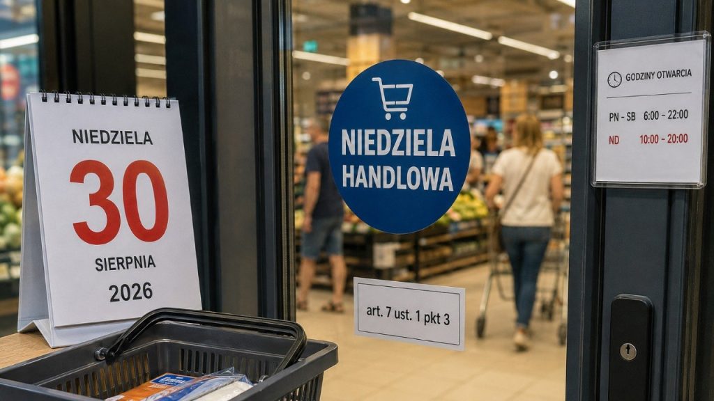 Niedziela handlowa 30 sierpnia 2026: które sklepy mogą zmienić godziny przed jesienią