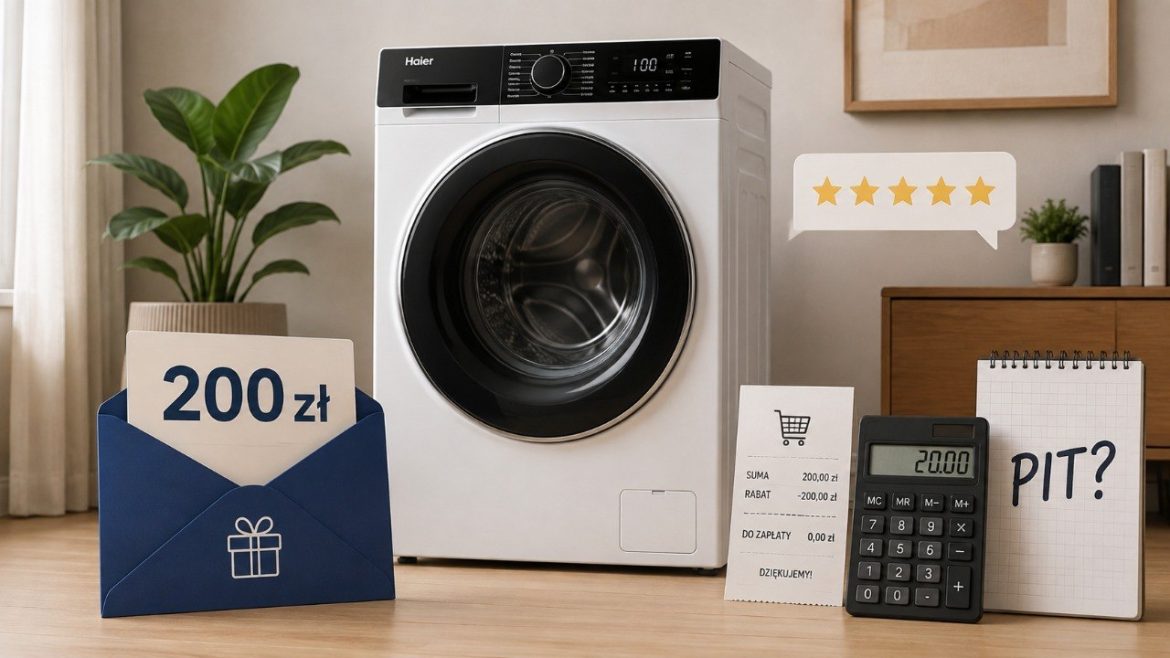 200 zł za opinię o sprzęcie Haier w RTV EURO AGD: sprawdzamy zasady akcji, terminy, pulę nagród, wypłatę BLIK, obowiązki uczestnika i to, czy od bonusu trzeba zapłacić podatek w Polsce w 2026 r.
