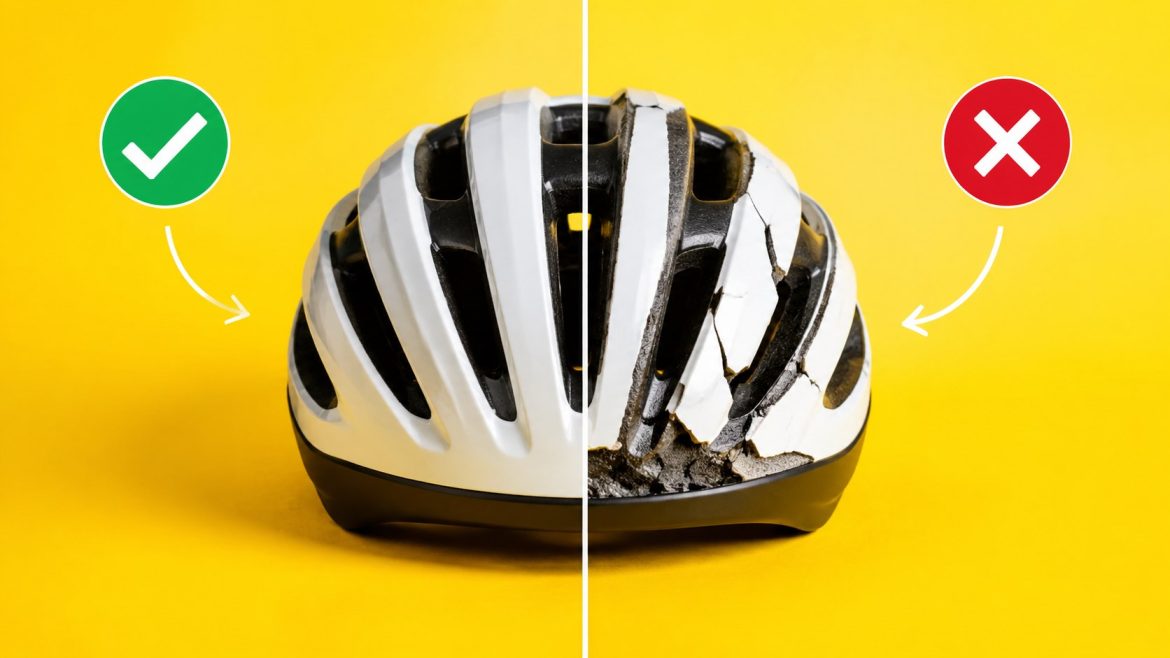 Kask rowerowy po upadku może mieć niewidoczne uszkodzenia pianki EPS. Sprawdź, kiedy wymiana jest konieczna, czego szukać podczas oględzin i jak działa program wymiany kasku po wypadku.