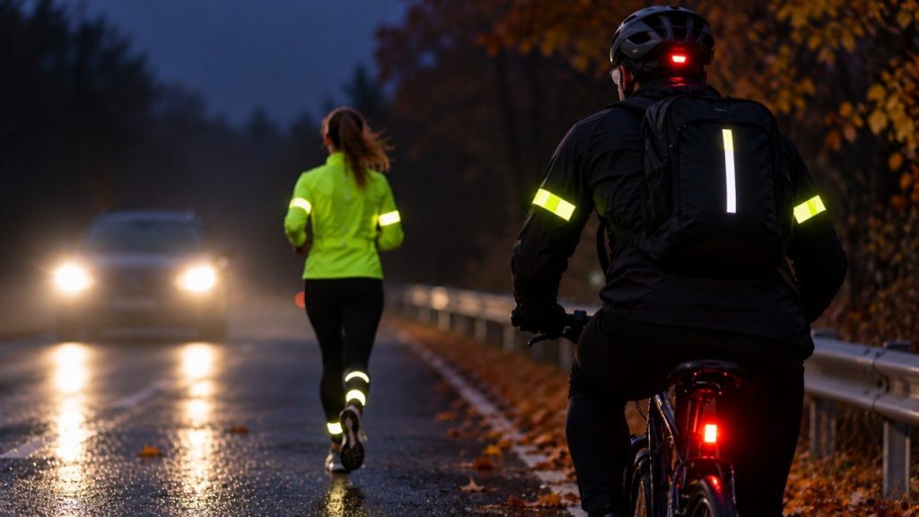 Jakie odblaski dla biegacza i rowerzysty jesienią naprawdę widać kierowcy po zmroku