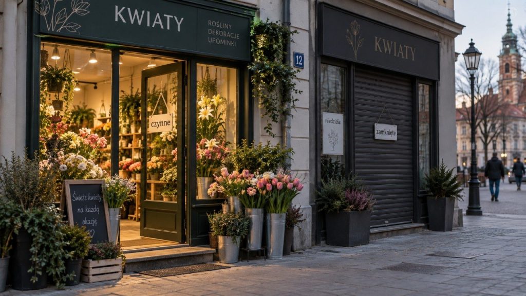 Kwiaciarnia w niedzielę niehandlową: dlaczego jedna florystyka działa, a druga musi być zamknięta