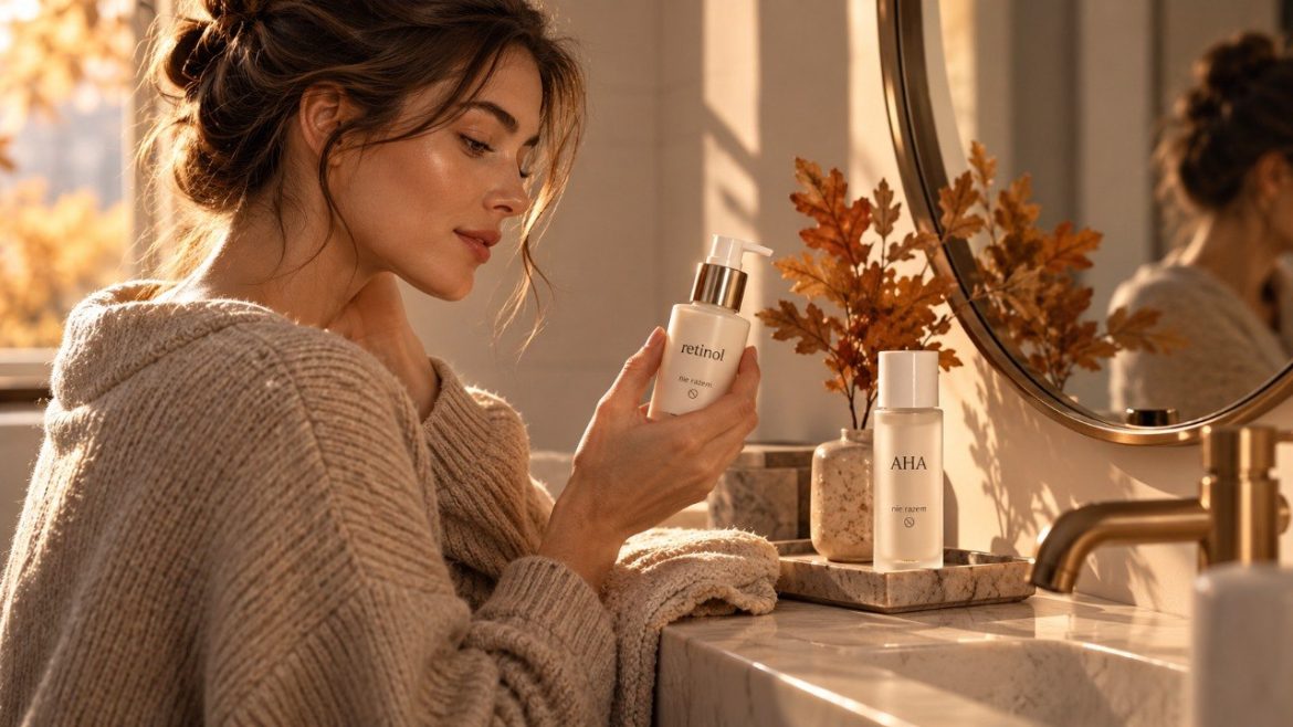 Kwasy i retinol jesienią: sprawdź, czego nie łączyć w jednej rutynie, jak rozdzielać AHA, BHA i retinoidy oraz jak uniknąć podrażnienia, przesuszenia i uszkodzenia bariery skóry w sezonie jesiennym.