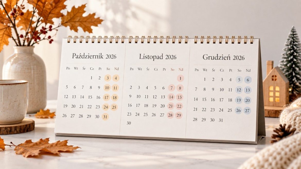 Ile weekendów zostało do końca 2026 roku? Sprawdź pełny kalendarz października, listopada i grudnia, dni ustawowo wolne, święta, niedziele handlowe oraz ważne terminy dla pracowników w Polsce w 2026.