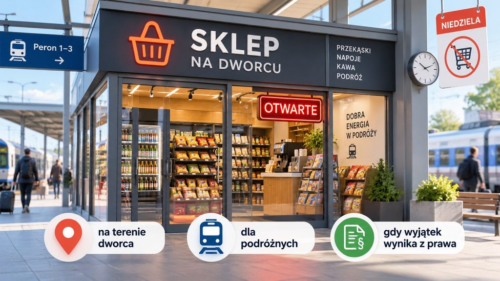Sklep na dworcu otwarty w niedzielę niehandlową. Kiedy prawo naprawdę na to pozwala